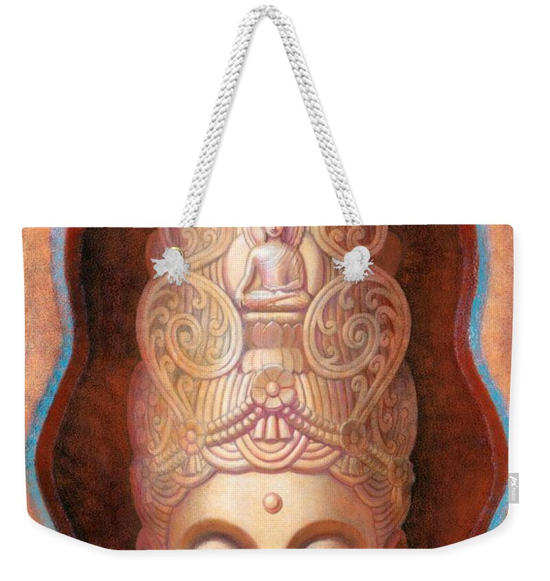 Kuan Yin Weekender Tote Bag featuring the painting Healing Tara by Sue Halstenberg