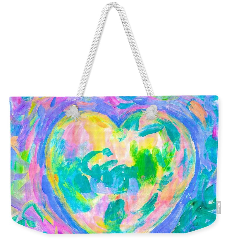 Heart Weekender Tote Bag featuring the painting Heart Glow Again by Kendall Kessler