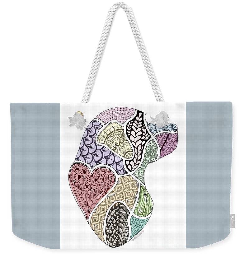 Amy Reges Weekender Tote Bag featuring the drawing Heart Labrador Doggie Doodle by Amy Reges