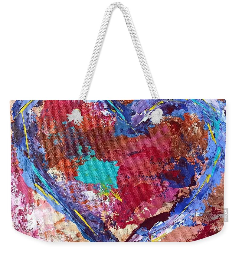 Heart Weekender Tote Bag featuring the painting Heart no. 5 by Mary Mirabal