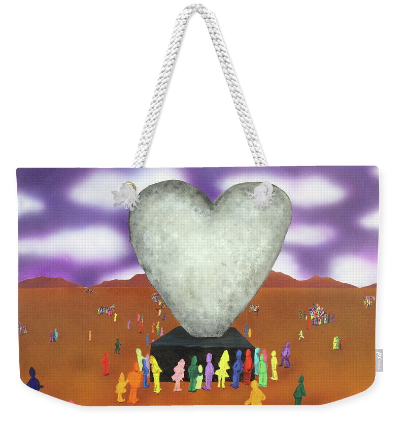 Mark Kostabi Weekender Tote Bag featuring the painting Heart of Stone by Thomas Blood