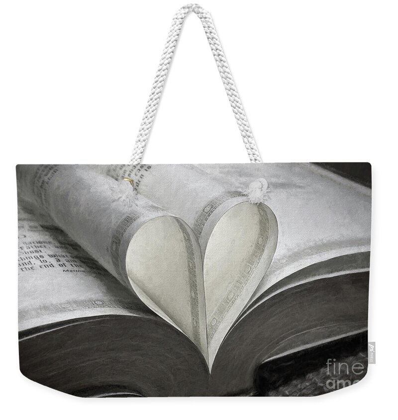 Book Weekender Tote Bag featuring the photograph Heart Of The Book by Sharon McConnell