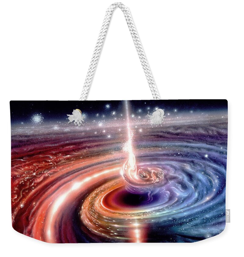 Space Weekender Tote Bag featuring the painting Heart of the Quasar by Don Dixon