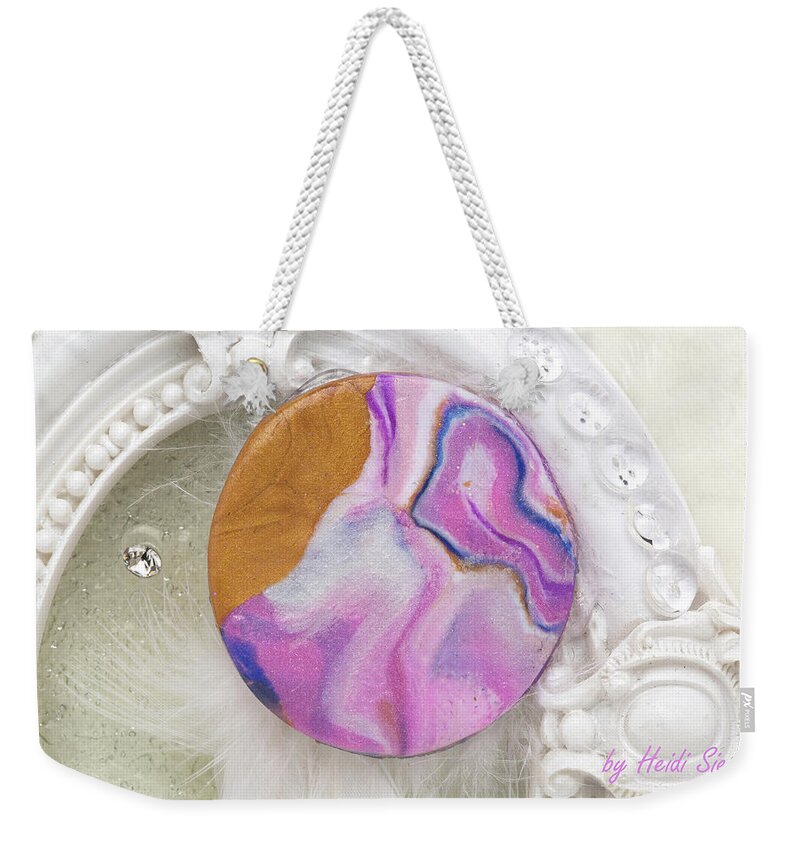 Heart-unicorn Weekender Tote Bag featuring the relief Heart-Unicorn by Heidi Sieber