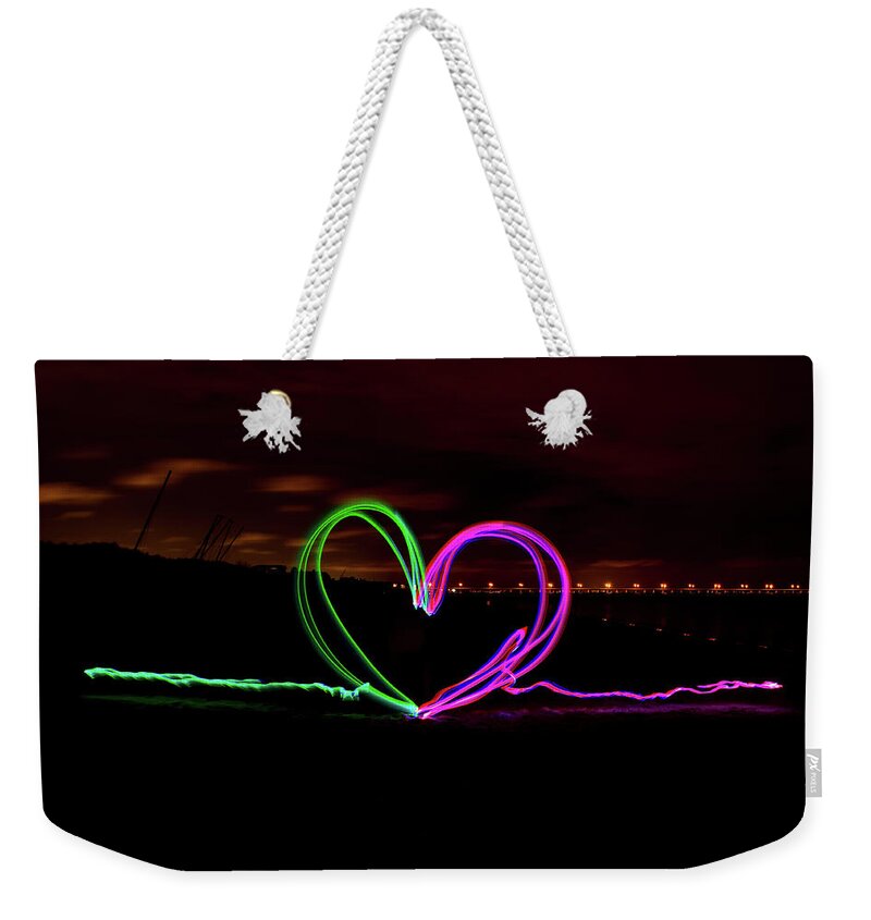 Night Weekender Tote Bag featuring the photograph Hearts in the Night by Nicole Lloyd