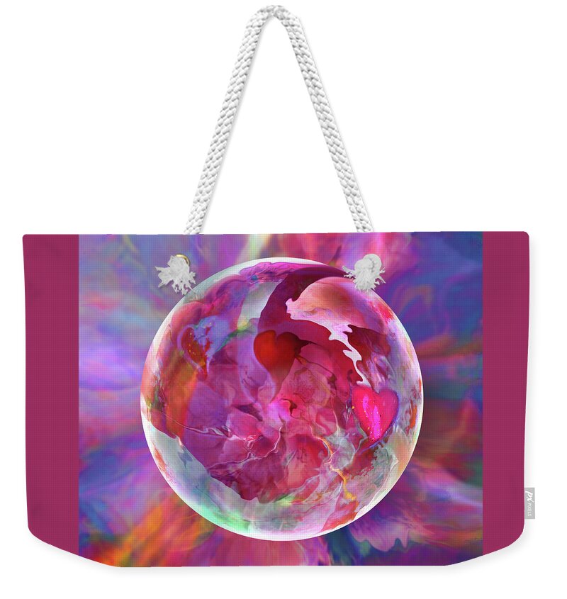 Valentines Day Weekender Tote Bag featuring the digital art Hearts of Space by Robin Moline