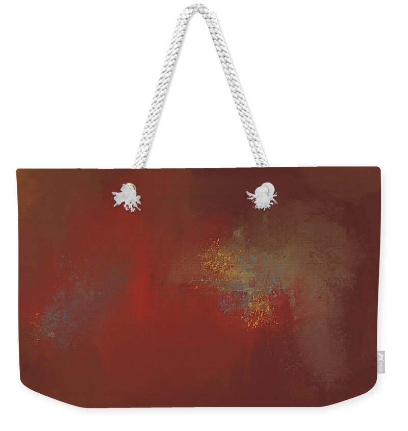 Jai Johnson Weekender Tote Bag featuring the painting Heated 2 Autumn Abstract Painting by Jai Johnson