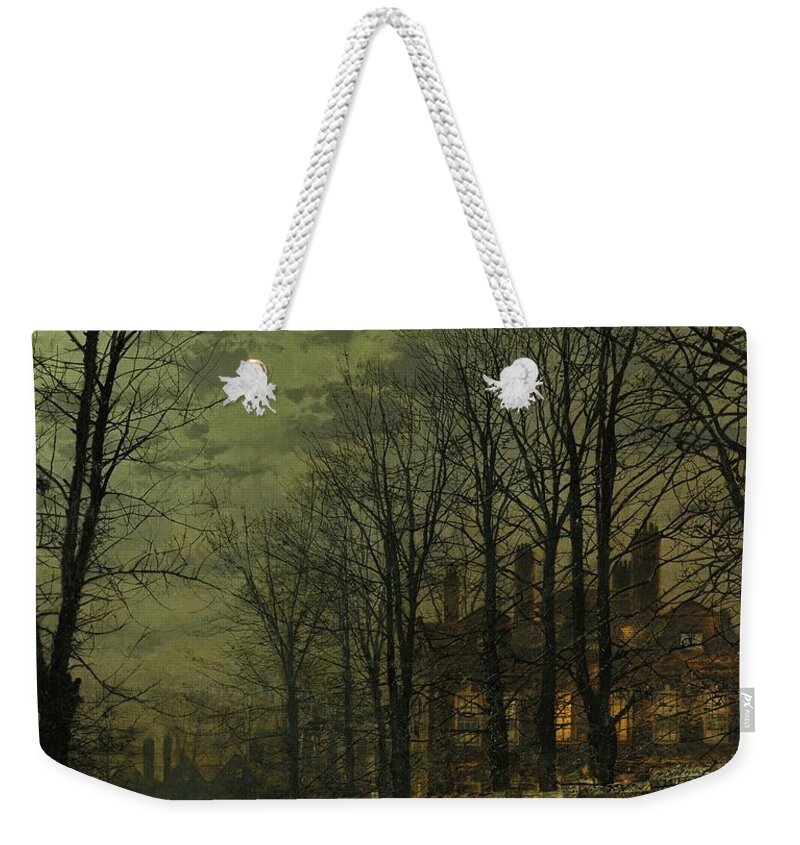 John Atkinson Grimshaw 1836 - 1893 Heaven's Lamp Weekender Tote Bag featuring the painting Heaven Lamp by MotionAge Designs