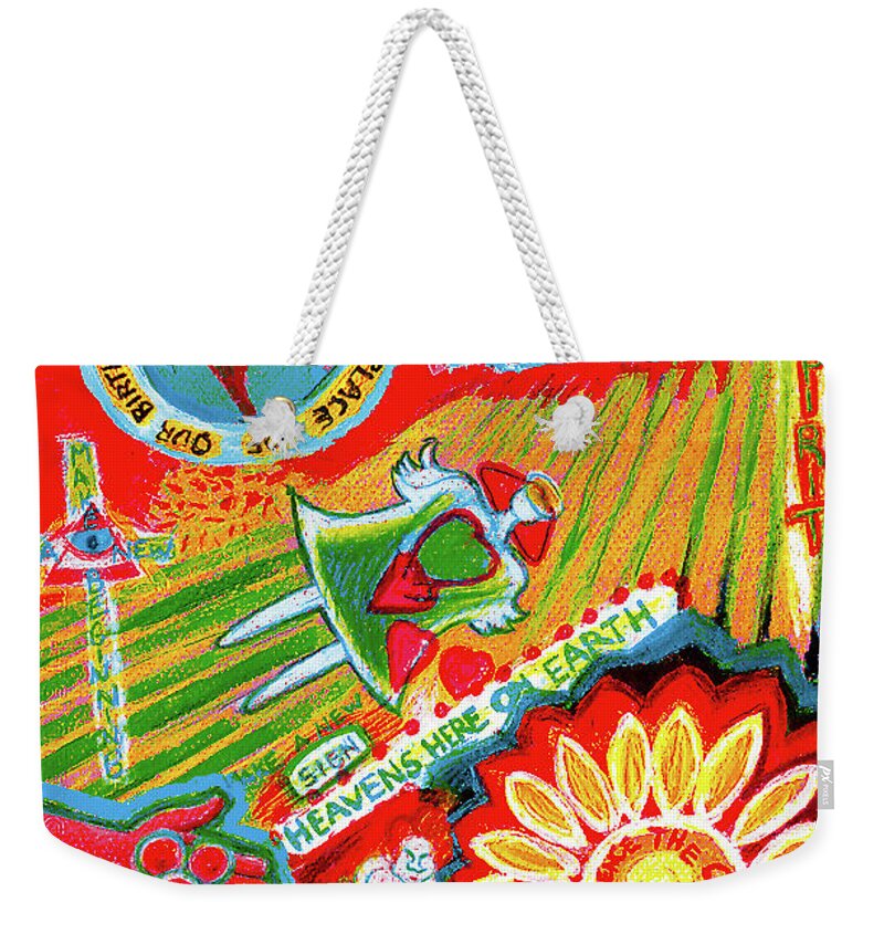 Heaven Weekender Tote Bag featuring the drawing Heaven On Earth by Genevieve Esson