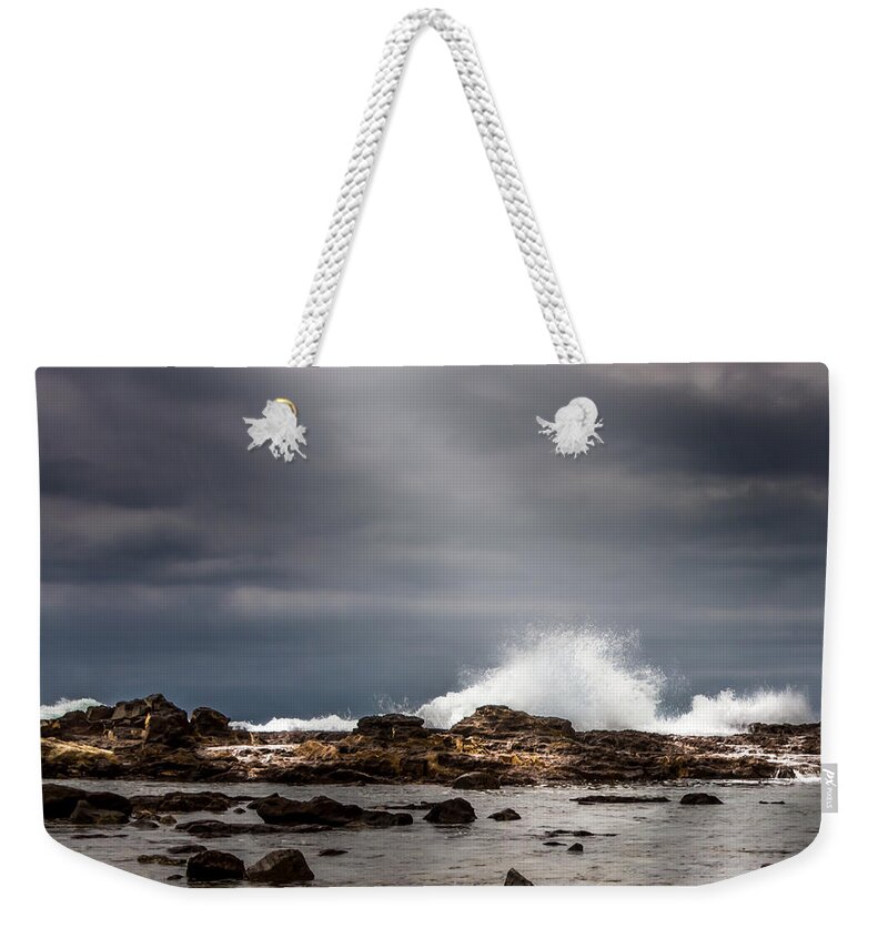 Surf Weekender Tote Bag featuring the photograph Heavenly Light by Ed Clark