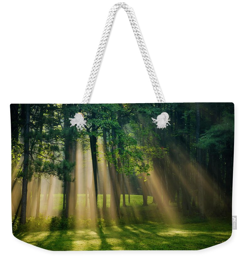 Sunrise Weekender Tote Bag featuring the photograph Heavenly Light Sunrise by Christina Rollo