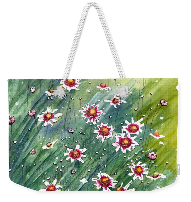 Perennial Flowers Weekender Tote Bag featuring the painting Coreopsis by Katherine Miller