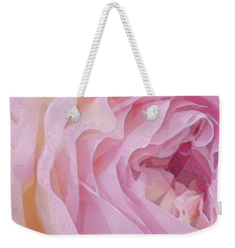 Rose Weekender Tote Bag featuring the digital art Heirloom and Lace by Gina Harrison