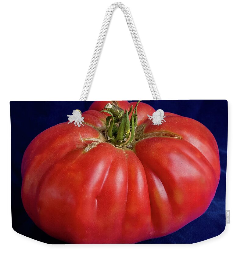 Heirloom Tomato Weekender Tote Bag featuring the photograph Heirloom Tomato by Kathy Anselmo