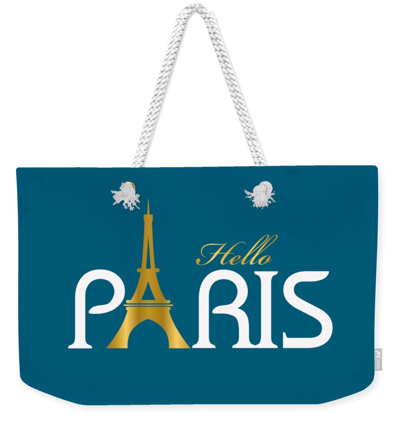 Hello Paris Weekender Tote Bag featuring the digital art Hello Paris by Carlos Simon