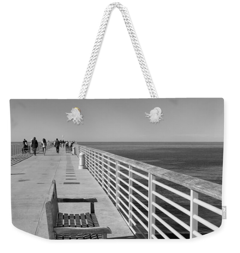 Pier Weekender Tote Bag featuring the photograph Hermosa Beach Seat by Ana V Ramirez