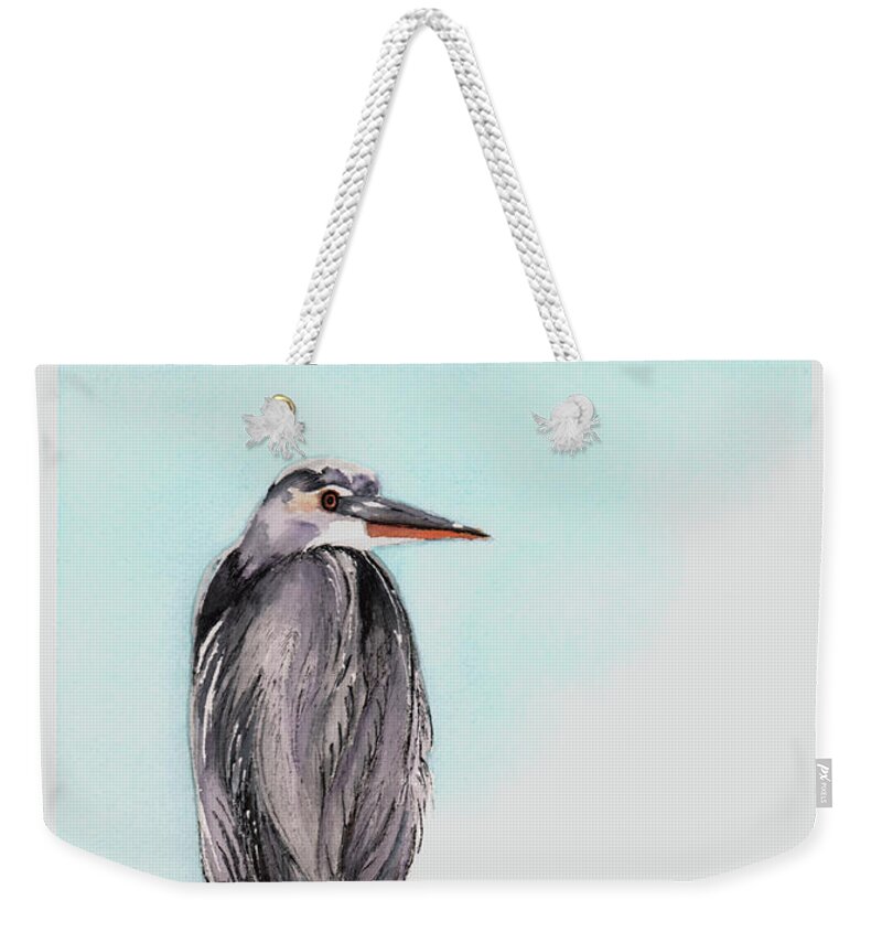 Heron Weekender Tote Bag featuring the painting Heron by Hilda Wagner