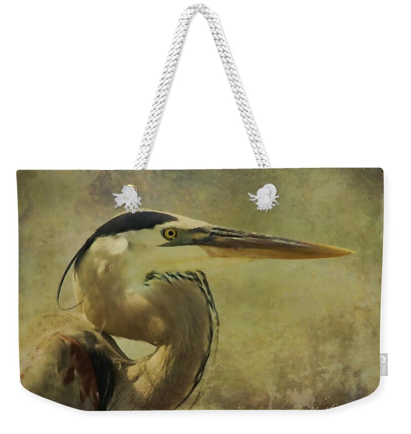 Heron Weekender Tote Bag featuring the photograph Heron On Texture by Deborah Benoit