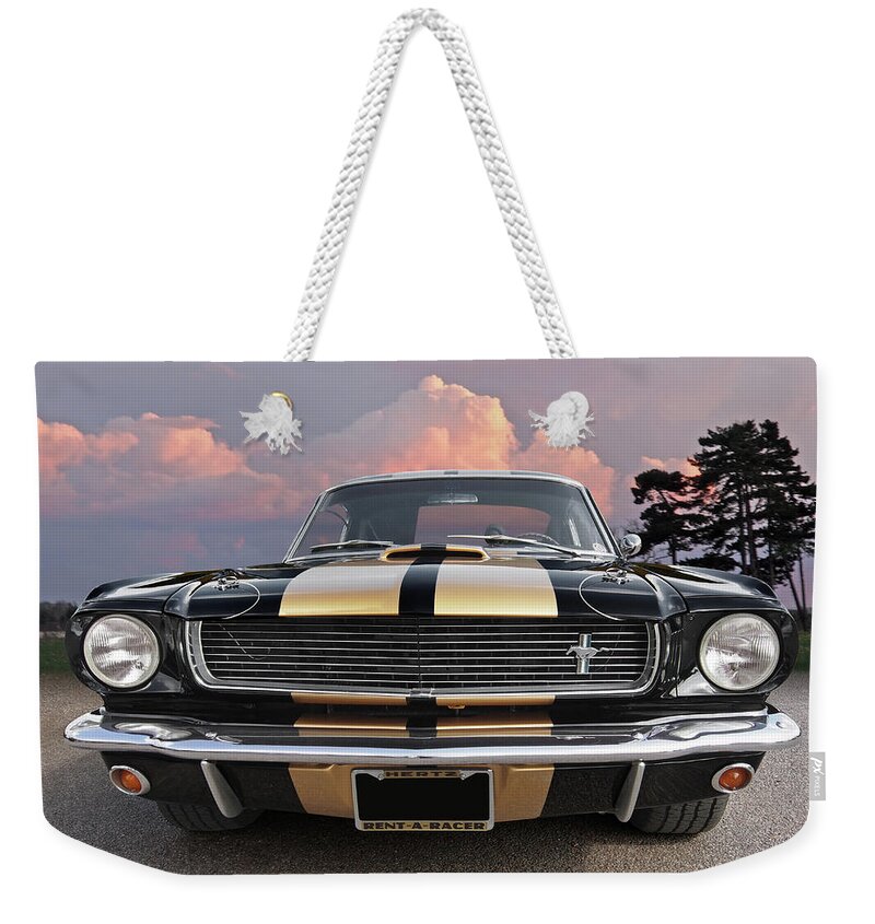 Ford Mustang Weekender Tote Bag featuring the photograph Hertz Rent a Racer Mustang 1966 by Gill Billington