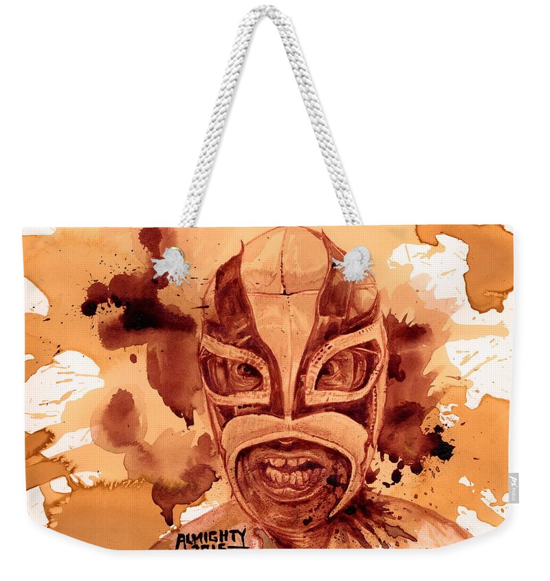 Ryan Almighty Weekender Tote Bag featuring the painting HEWHOCANNOTBENAMED - dry blood by Ryan Almighty