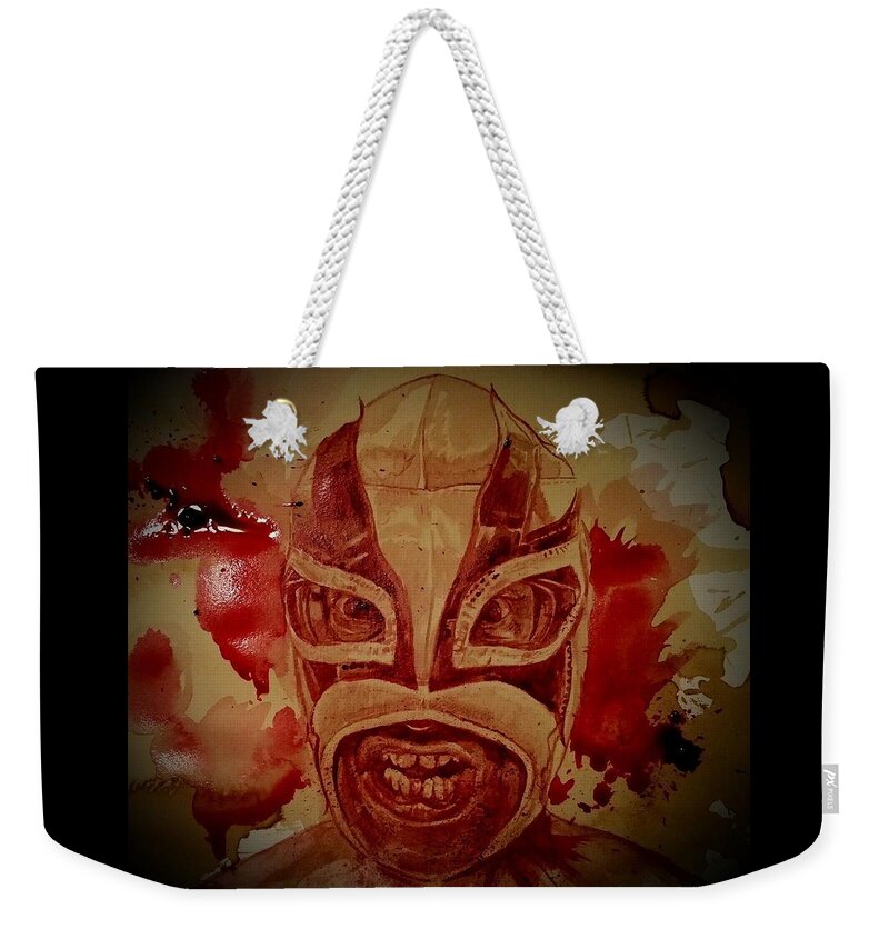 The Dwarves Weekender Tote Bag featuring the painting HEWHOCANNOTBENAMED - fresh blood by Ryan Almighty