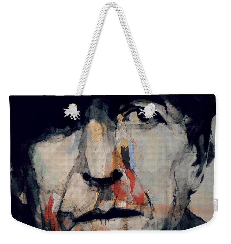 Leonard Cohen Weekender Tote Bag featuring the painting Hey That's No Way To Say Goodbye - Leonard Cohen by Paul Lovering