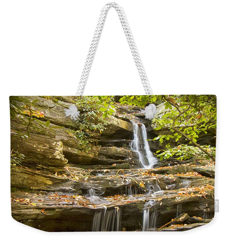 Hidden Falls Weekender Tote Bag featuring the photograph Hidden Falls-Hanging Rock State Park by Bob Decker