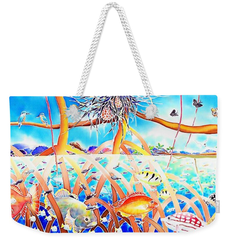 Okinawa Weekender Tote Bag featuring the painting Hide and seek by Hisayo OHTA