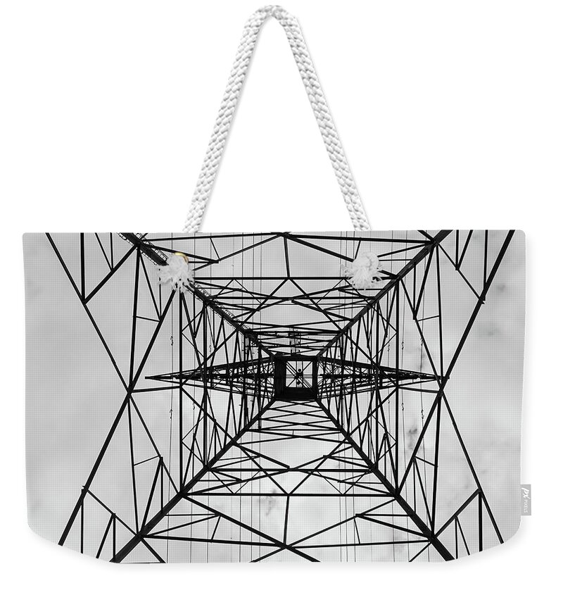 Geometry And Symmetry Weekender Tote Bag featuring the photograph High Voltage Power by Nick Mares