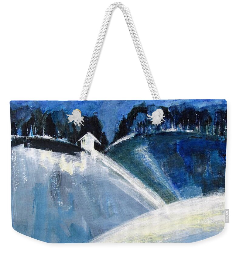 Winter Hillside Weekender Tote Bag featuring the painting Hillside in Winter by Betty Pieper