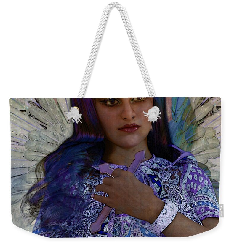 Guardian Angel Weekender Tote Bag featuring the painting Hindustani Angel by Suzanne Silvir
