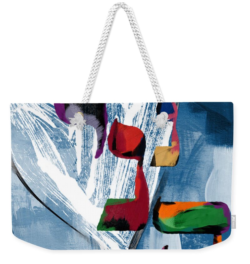 Hineni Weekender Tote Bag featuring the mixed media Hineni Heart- Art by Linda Woods by Linda Woods