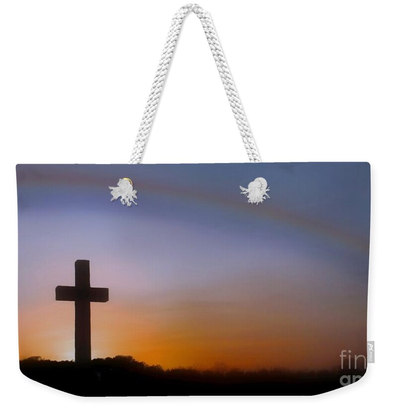 Cross Weekender Tote Bag featuring the photograph His Promise by Benanne Stiens