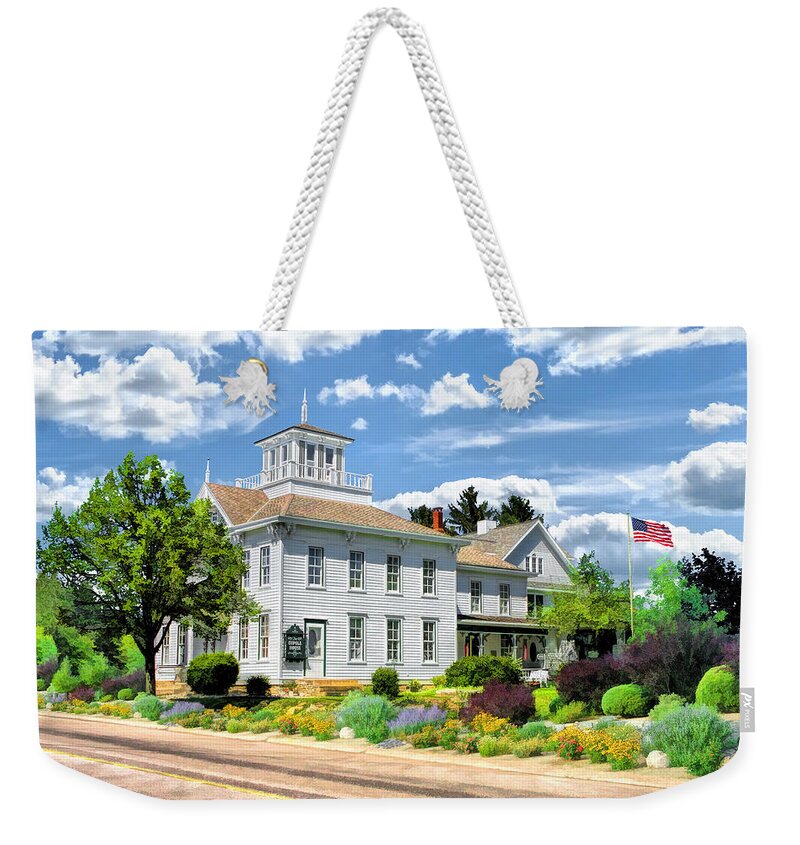 Door County Weekender Tote Bag featuring the painting Historic Cupola House in Egg Harbor Door County by Christopher Arndt