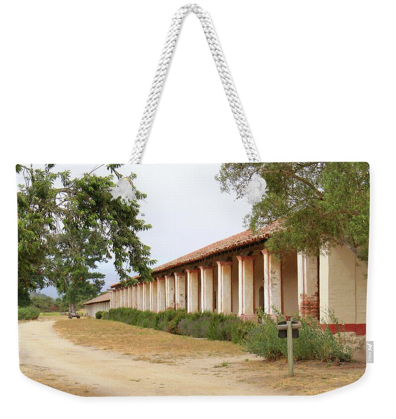 La Purisima Mission Weekender Tote Bag featuring the photograph Historic La Purisima Mission by Art Block Collections