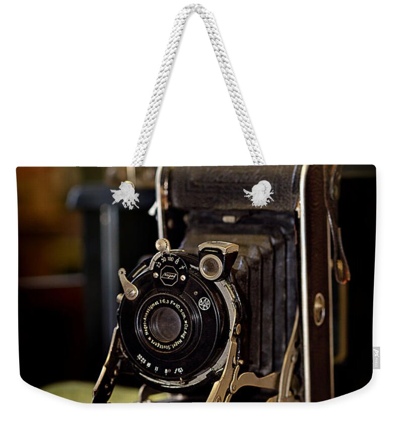 Camera Weekender Tote Bag featuring the photograph The History Of Photography by Lisa Lambert-Shank