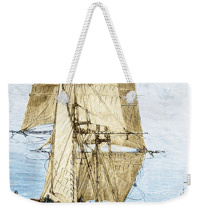 Beagle Weekender Tote Bag featuring the photograph Hms Beagle In Phosphorescent Sea by Science Source