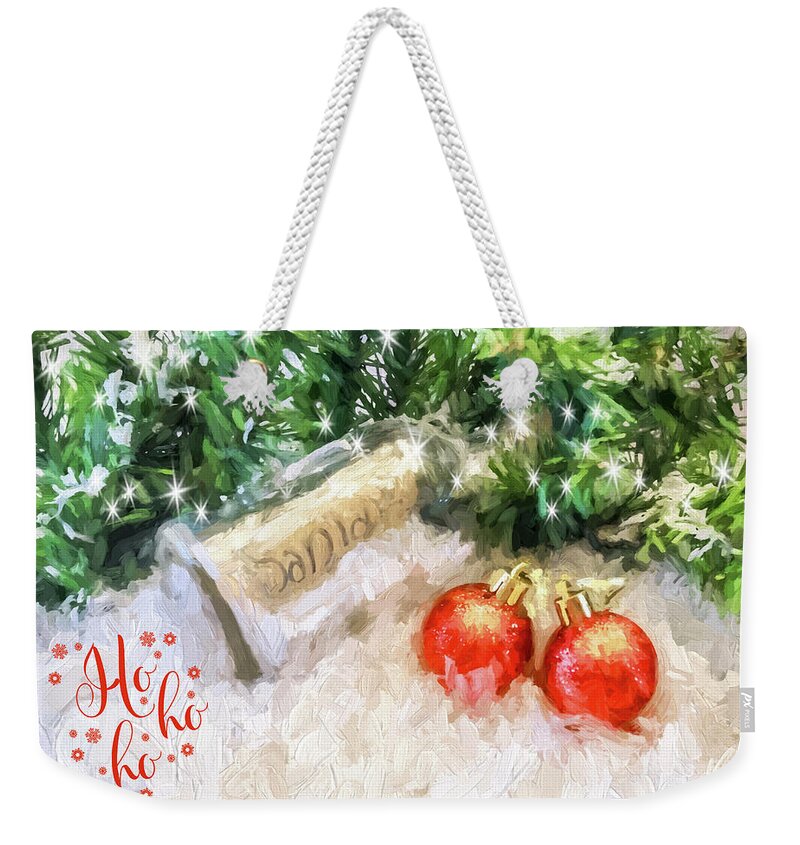 Greeting Weekender Tote Bag featuring the photograph Ho Ho Ho by Cathy Kovarik
