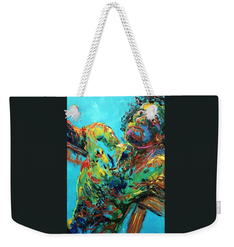 Portraits Weekender Tote Bag featuring the painting Holding On by Madeleine Shulman