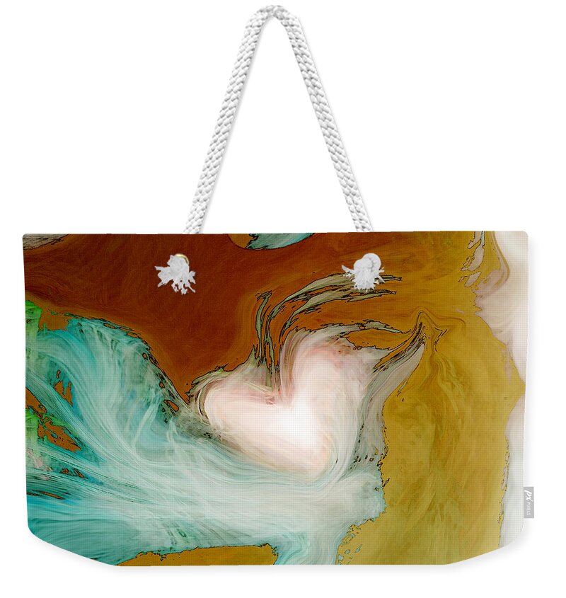 Hearts Weekender Tote Bag featuring the digital art Holding on to Love by Linda Sannuti