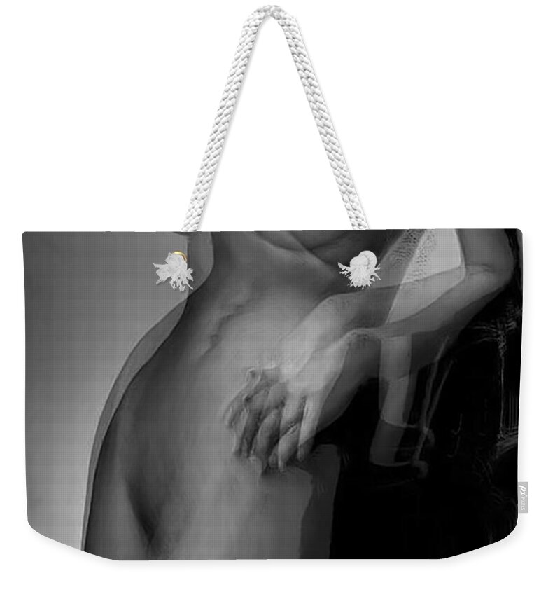 Classical Nudes Weekender Tote Bag featuring the digital art Holding On by Wayne Bonney