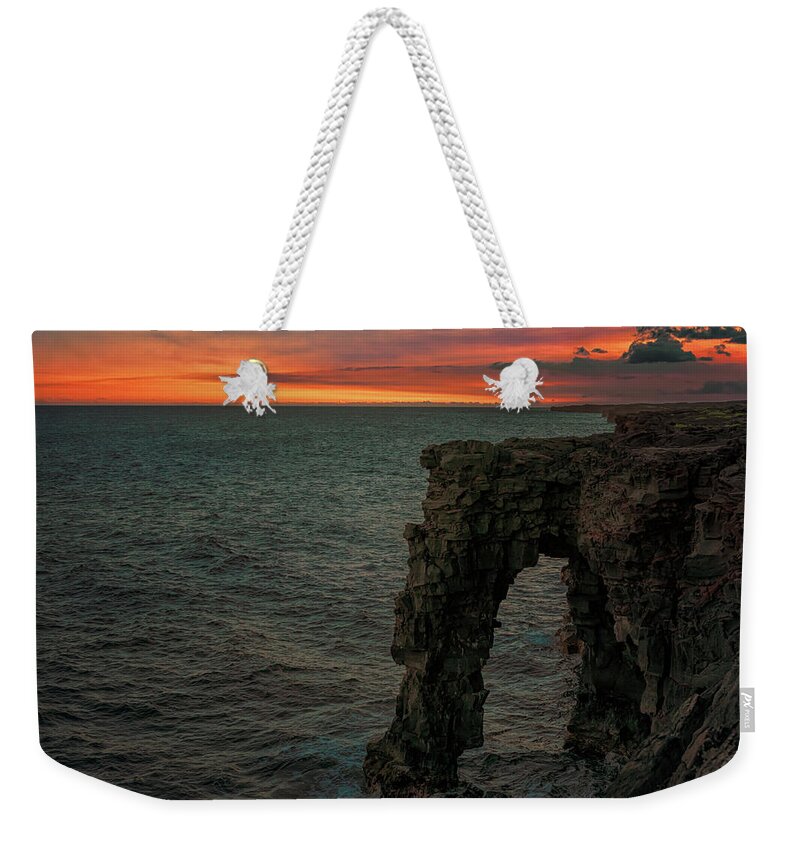 Holei Sea Arch Weekender Tote Bag featuring the photograph Holei Sea Arch by Susan Rissi Tregoning
