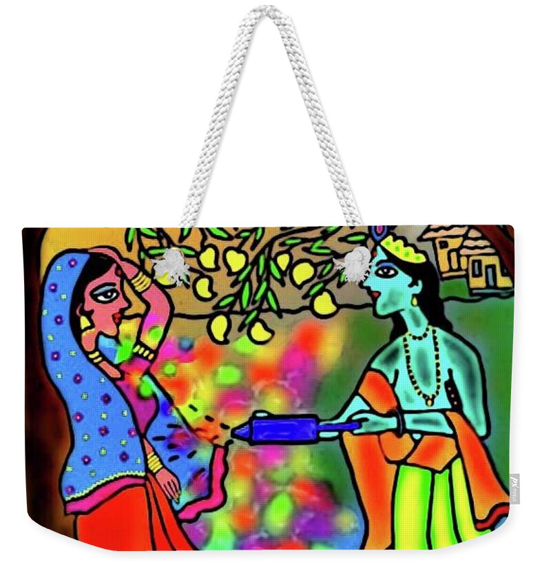 Holi Painting Weekender Tote Bag featuring the digital art Holi by Latha Gokuldas Panicker