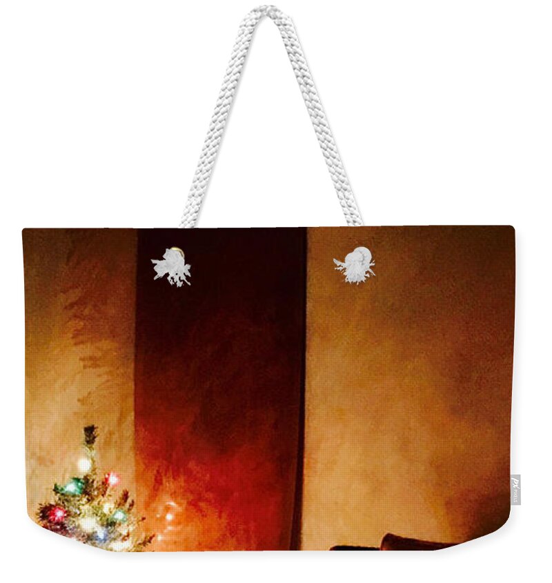 Christmas Weekender Tote Bag featuring the photograph Mele Kalikimaka Holiday Surfboard by Kathy Corday