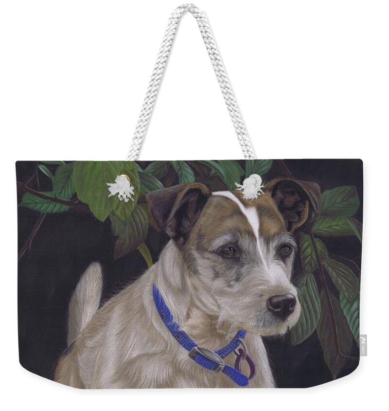 Terrier Weekender Tote Bag featuring the painting Holly by Karie-ann Cooper