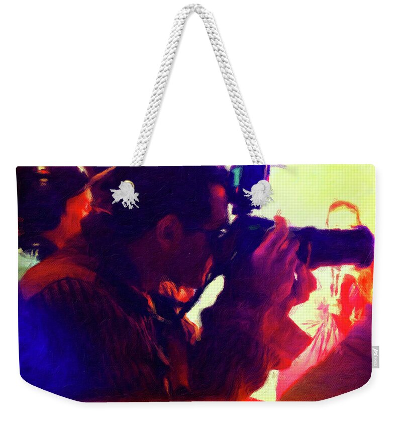 Hollywood Weekender Tote Bag featuring the digital art Hollywood Paparazzi by Alicia Hollinger