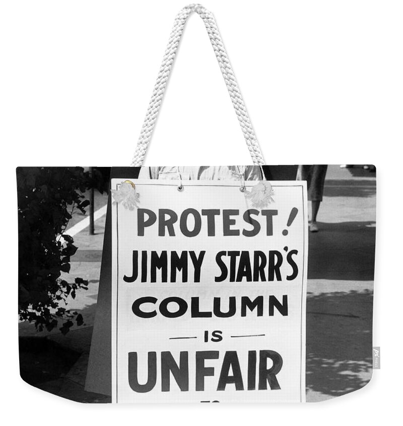 1930s Weekender Tote Bag featuring the photograph Hollywood Protest by Underwood Archives