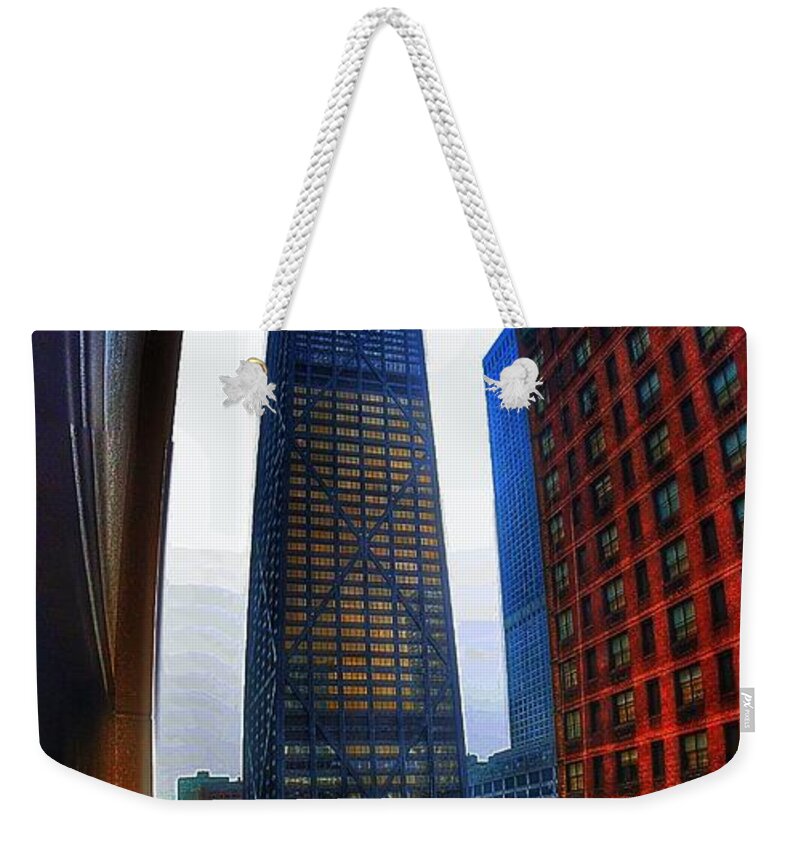 Hancock Weekender Tote Bag featuring the photograph Homage to the Hancock by Nick Heap