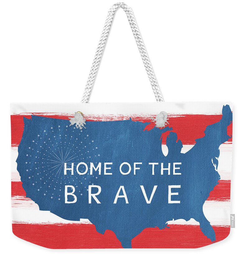 July 4th Weekender Tote Bag featuring the painting Home Of The Brave by Linda Woods