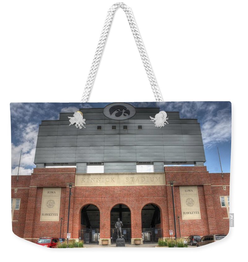 Iowa Weekender Tote Bag featuring the photograph Home of the Iowa Hawkeyes by J Laughlin